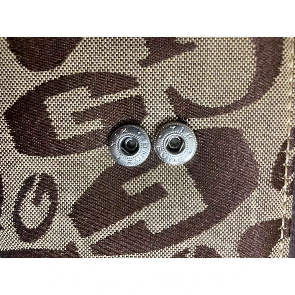 Guess Trifold Wallet Brown Monogram Canvas Snakeskin Gold Trim G‎ Logo Y2K Glam